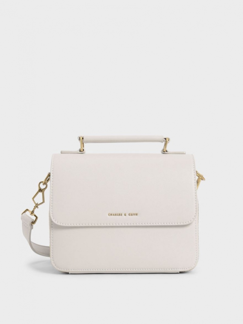 Geanta Crossbody Charles & Keith Front Flap Top Handle Albi | 479TGZDNO