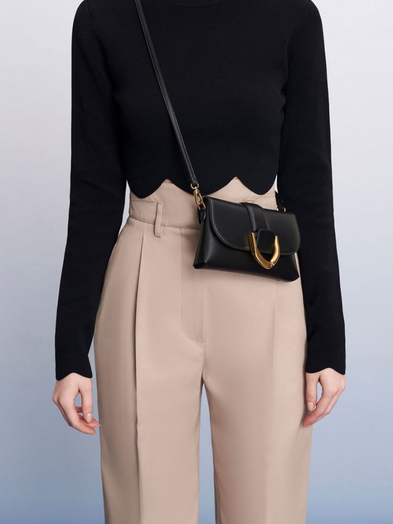 Geanta Crossbody Charles & Keith Gabine Negrii | 841REVJYG