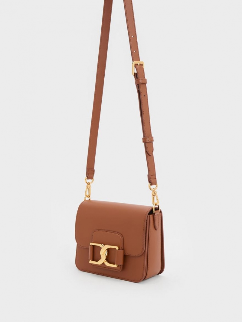 Geanta Crossbody Charles & Keith Gabine Piele Maro | 061OZDVNL