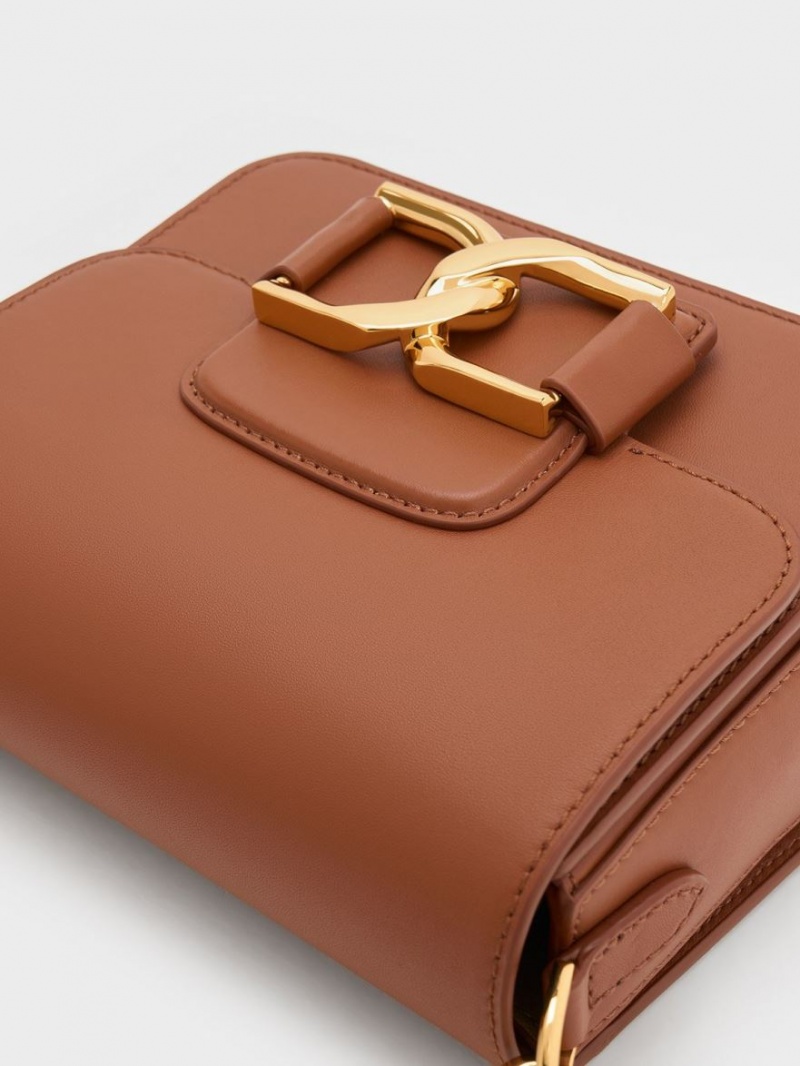 Geanta Crossbody Charles & Keith Gabine Piele Maro | 061OZDVNL