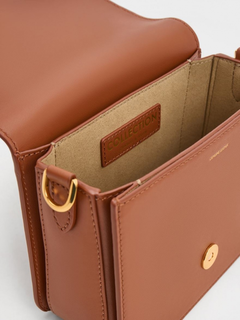 Geanta Crossbody Charles & Keith Gabine Piele Maro | 061OZDVNL