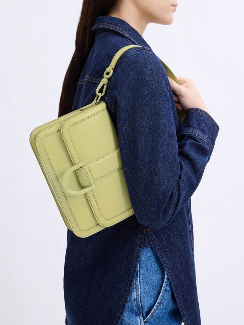 Geanta Crossbody Charles & Keith Gabine Piele Verzi | 941FGPSUQ