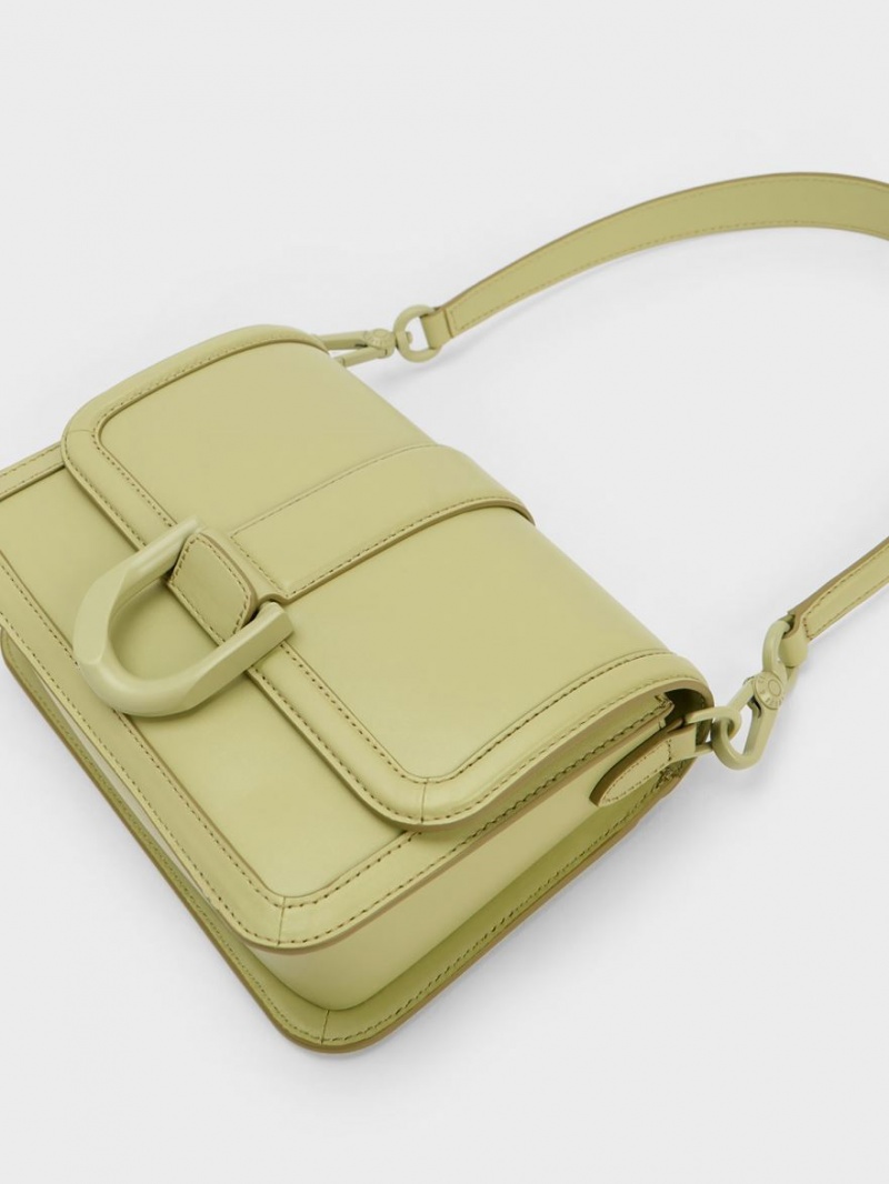 Geanta Crossbody Charles & Keith Gabine Piele Verzi | 941FGPSUQ