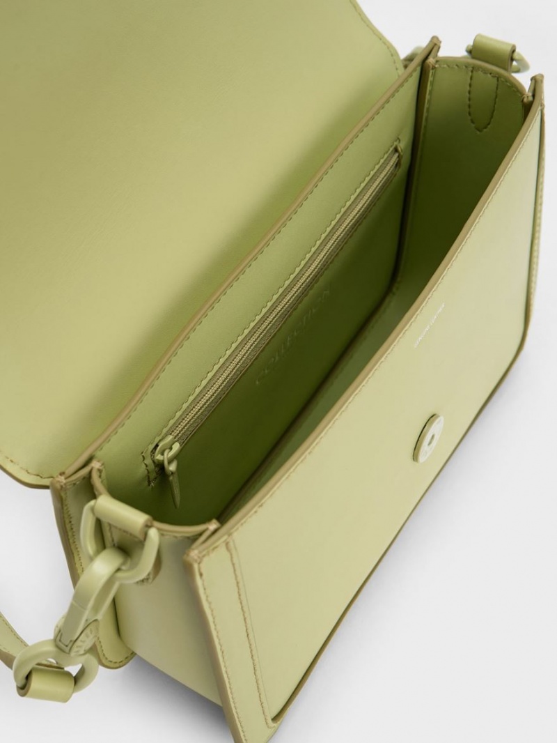 Geanta Crossbody Charles & Keith Gabine Piele Verzi | 941FGPSUQ