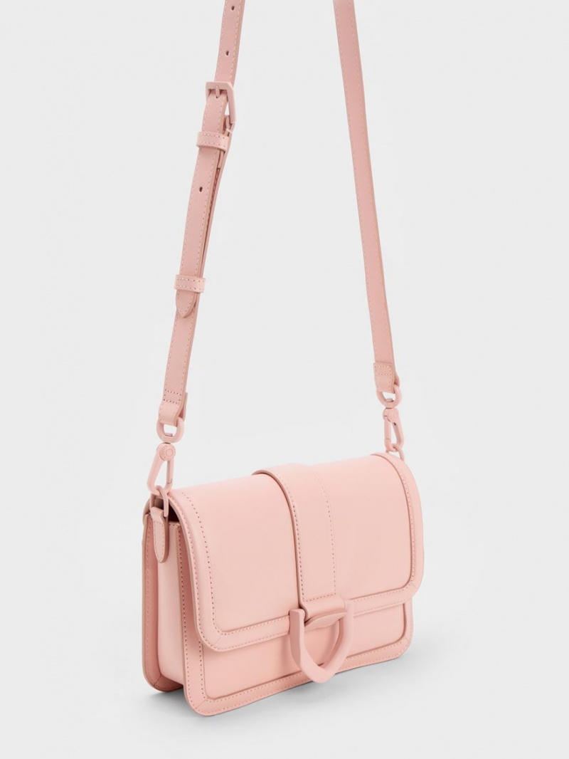 Geanta Crossbody Charles & Keith Gabine Piele Roz | 764EPJIHY