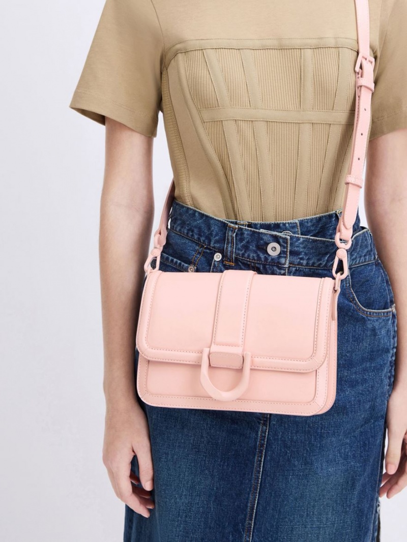 Geanta Crossbody Charles & Keith Gabine Piele Roz | 764EPJIHY