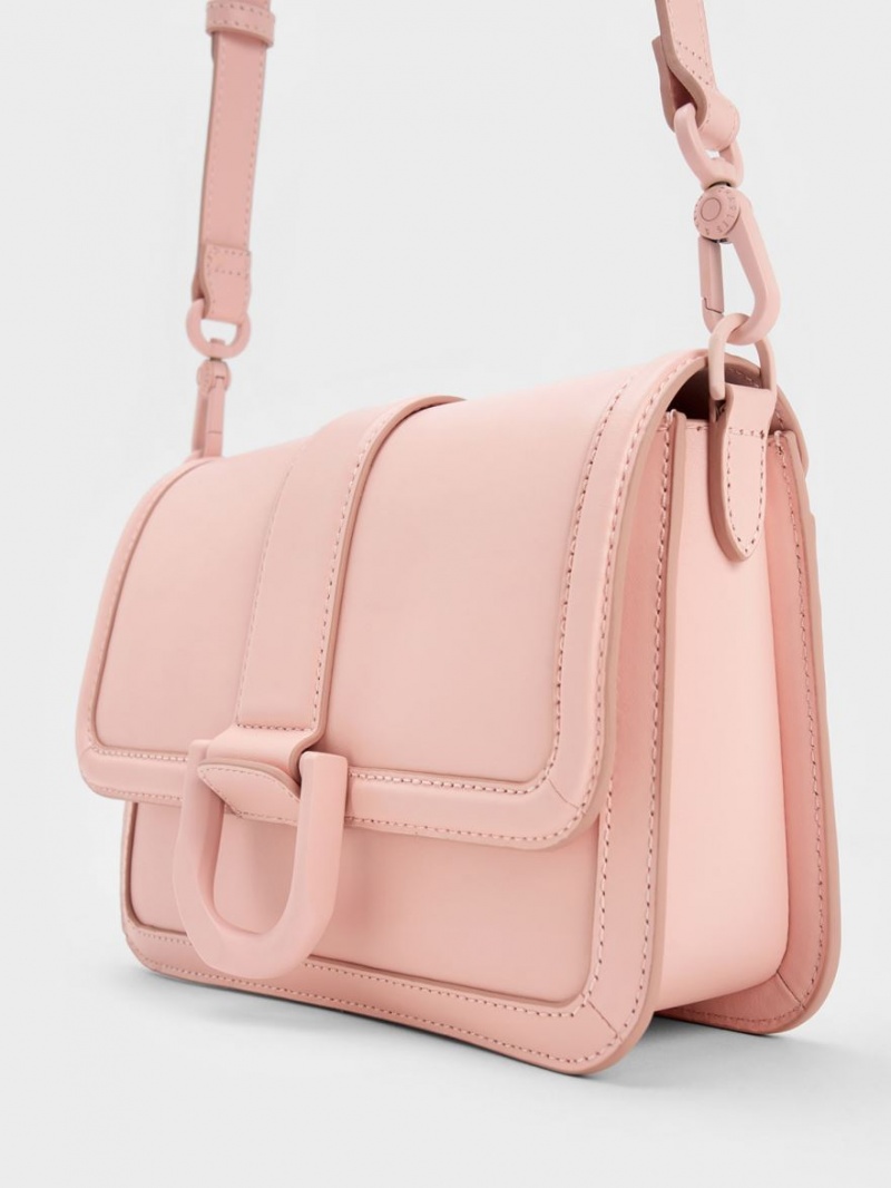 Geanta Crossbody Charles & Keith Gabine Piele Roz | 764EPJIHY