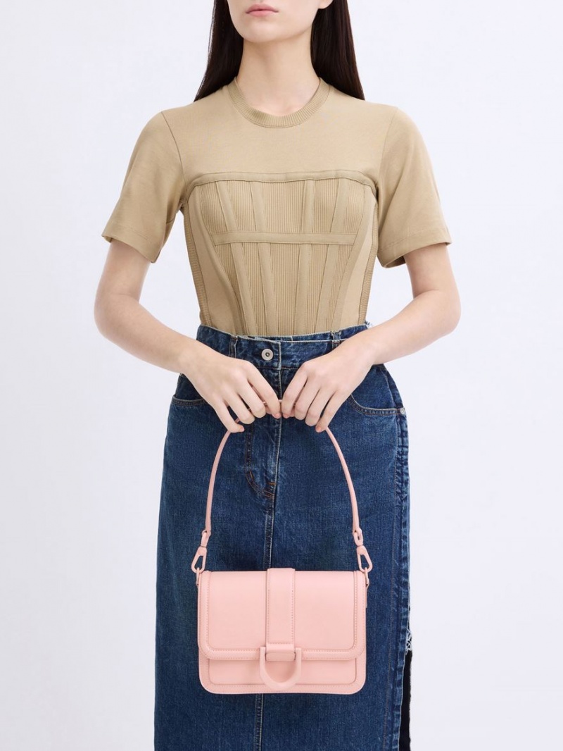 Geanta Crossbody Charles & Keith Gabine Piele Roz | 764EPJIHY