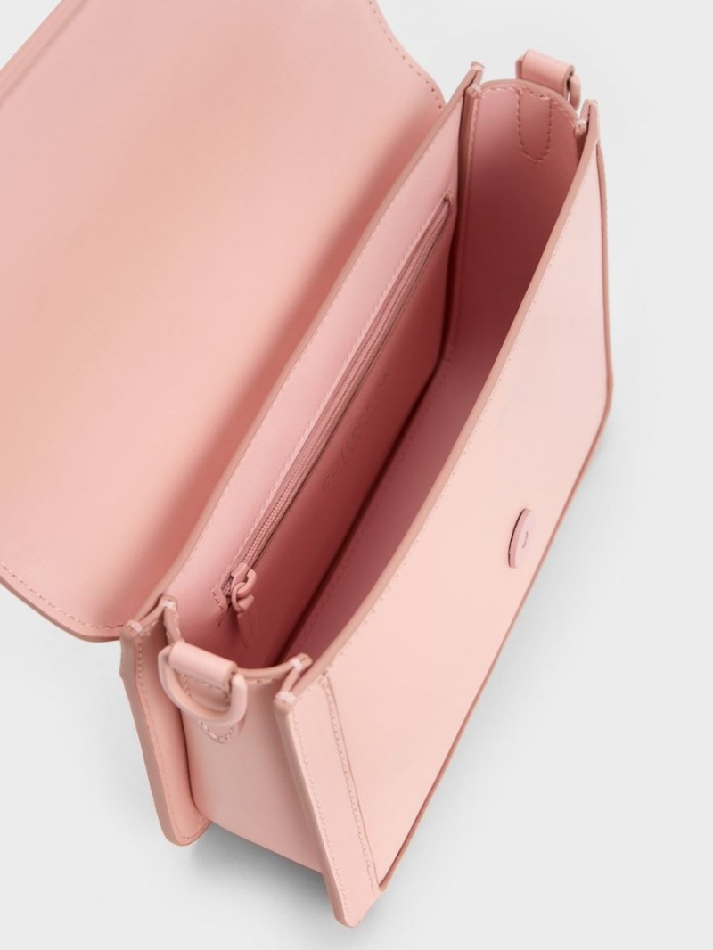 Geanta Crossbody Charles & Keith Gabine Piele Roz | 764EPJIHY