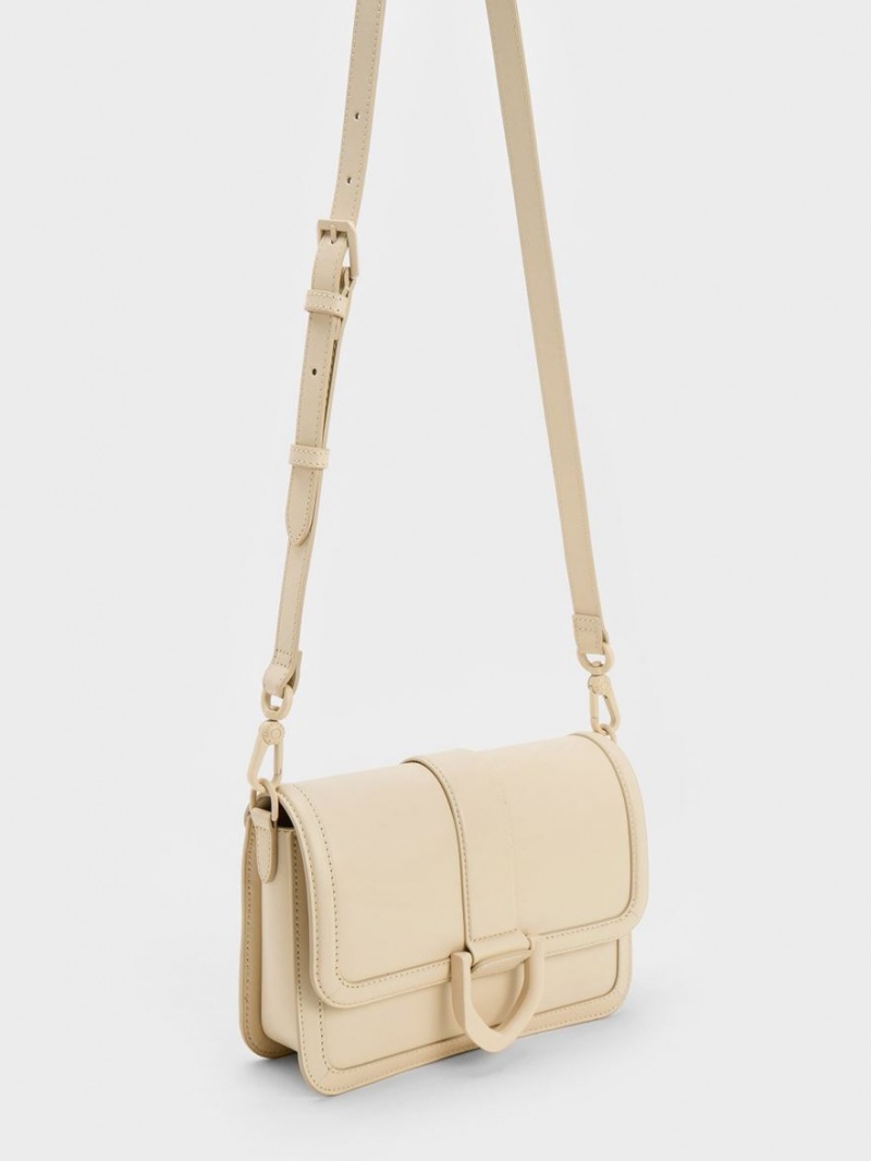 Geanta Crossbody Charles & Keith Gabine Piele Albi | 382RJNLXE