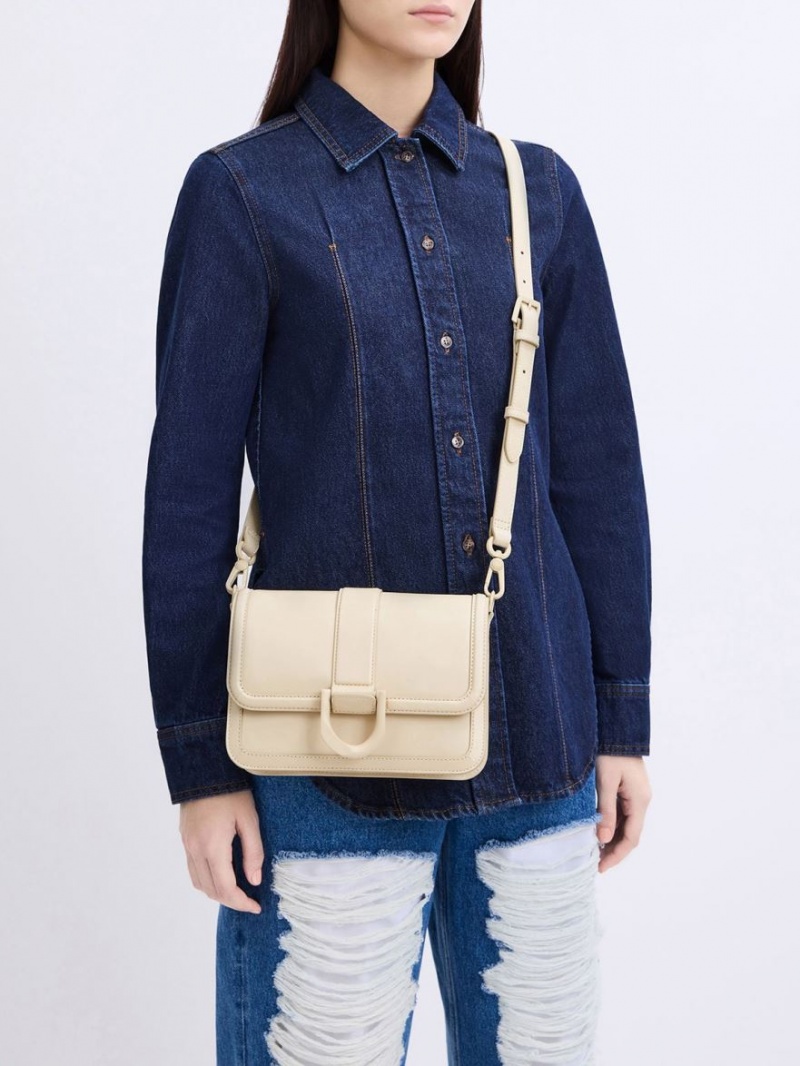 Geanta Crossbody Charles & Keith Gabine Piele Albi | 382RJNLXE