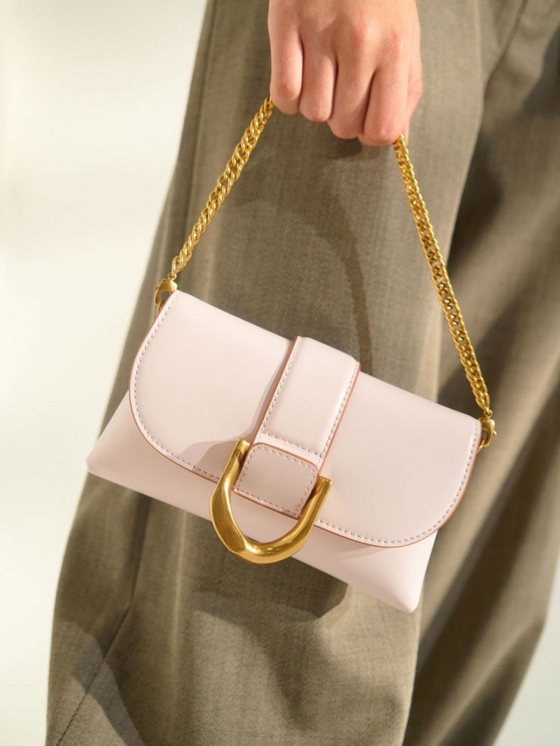 Geanta Crossbody Charles & Keith Gabine Roz Deschis | 184EYVFZC