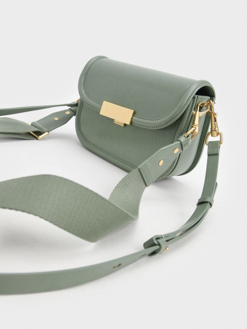 Geanta Crossbody Charles & Keith Genevieve Metallic Accent Verzi | 504QTXPJG