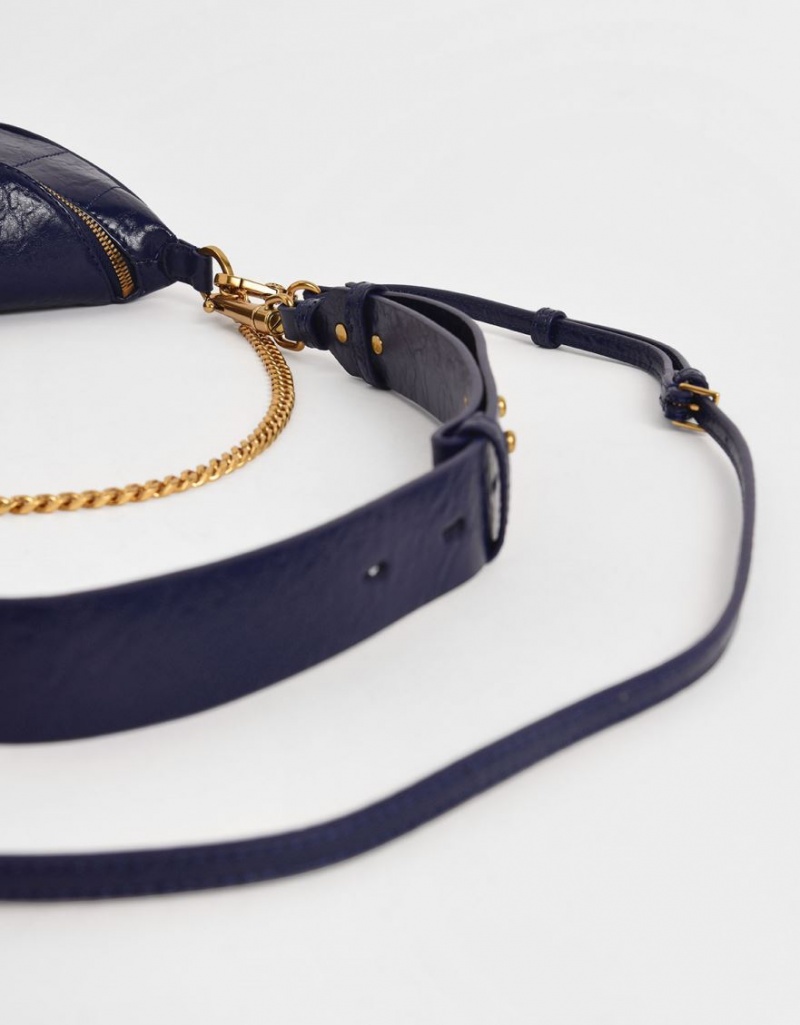 Geanta Crossbody Charles & Keith Half Moon Albastri Inchis | 602GIUHRE