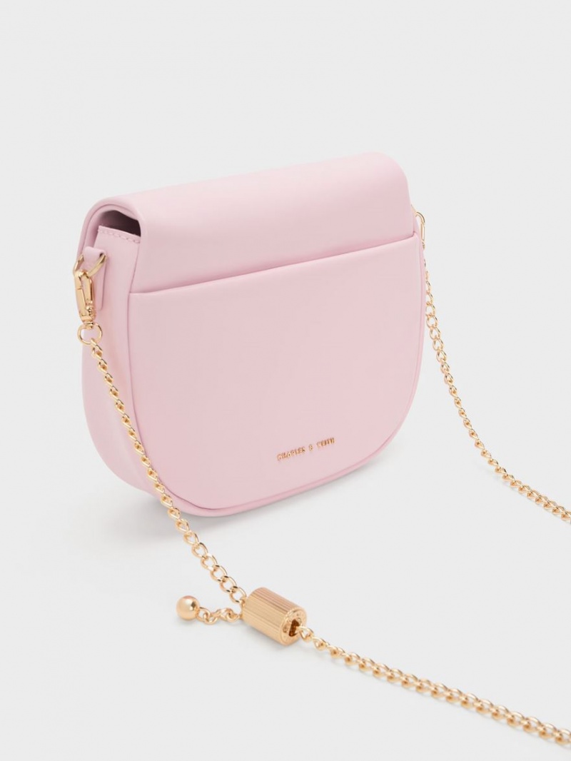 Geanta Crossbody Charles & Keith Matlasat Ball Curved Roz | 981VSGITP