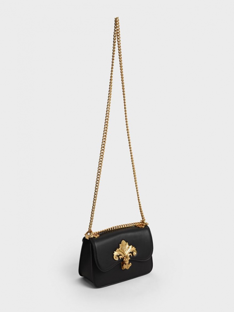 Geanta Crossbody Charles & Keith Meriah Chain Curea Negrii | 851XFHDJM