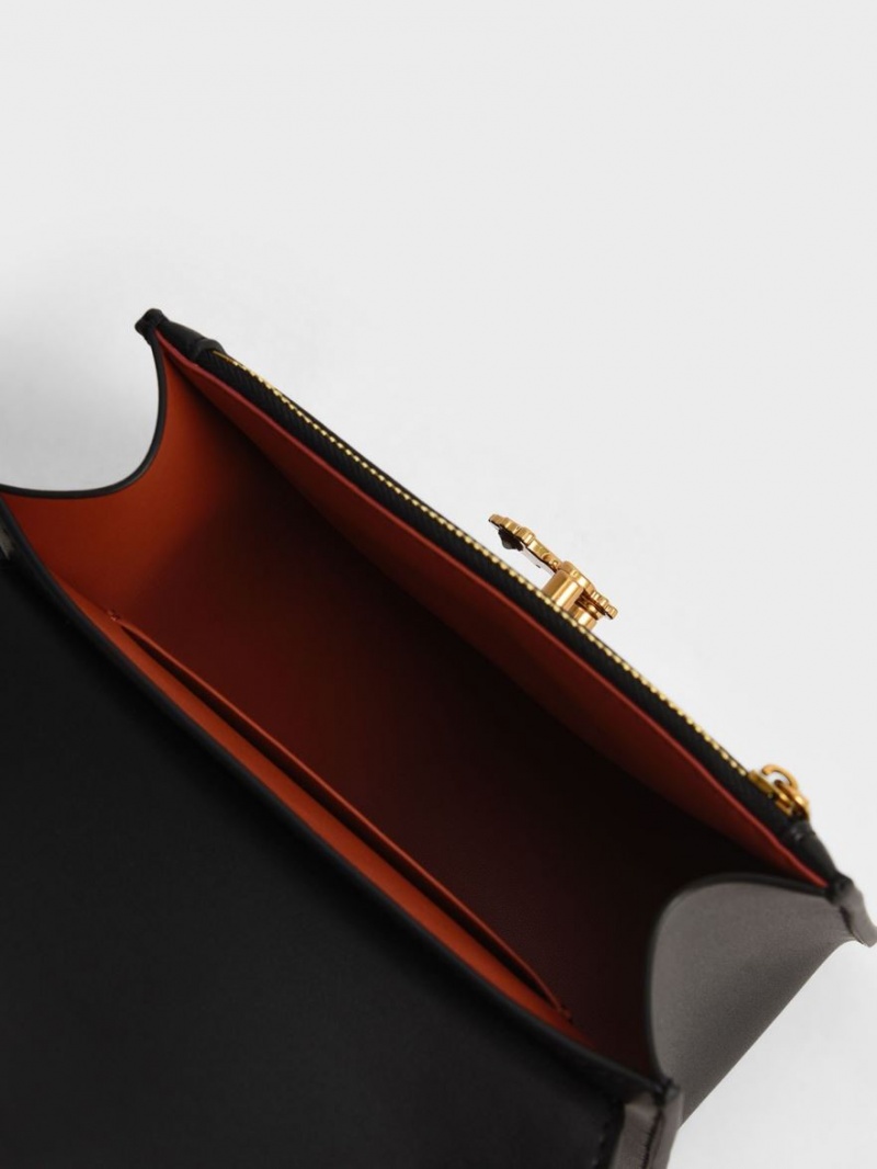 Geanta Crossbody Charles & Keith Meriah Chain Curea Negrii | 851XFHDJM