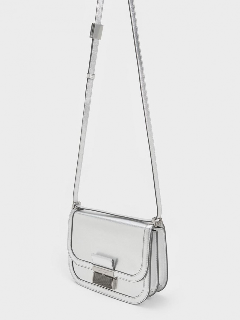 Geanta Crossbody Charles & Keith Metallic Charlot Argintii | 981NPJEQW