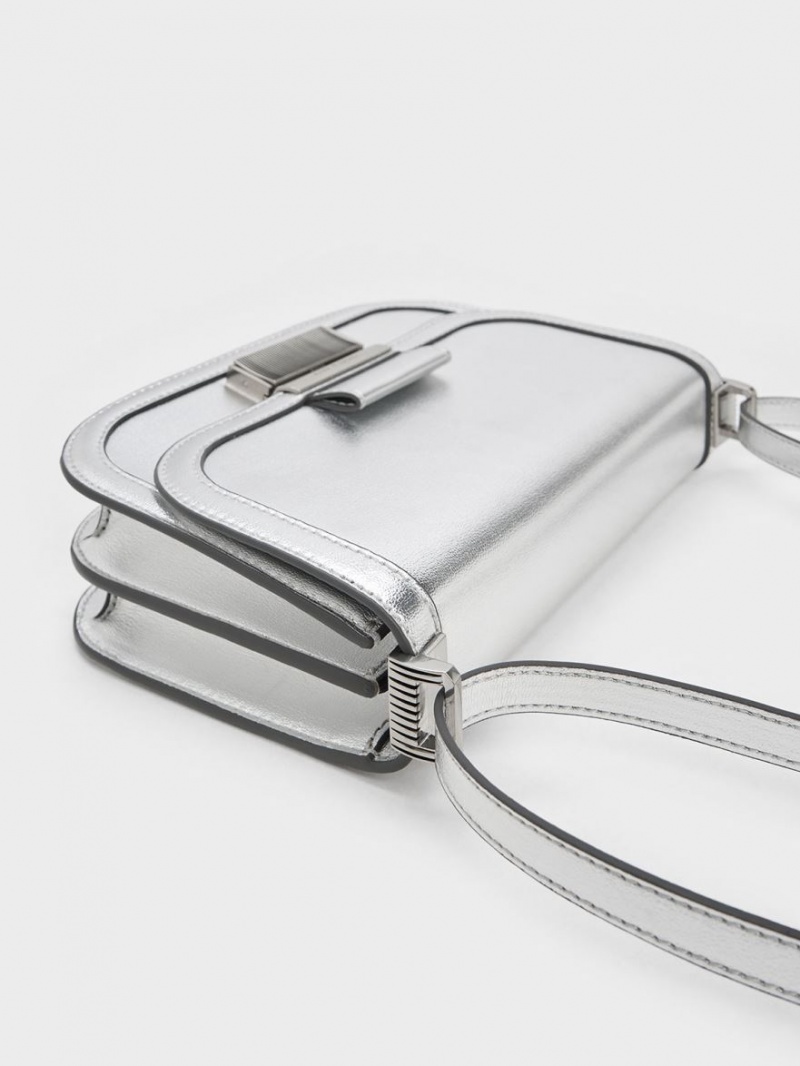 Geanta Crossbody Charles & Keith Metallic Charlot Argintii | 981NPJEQW