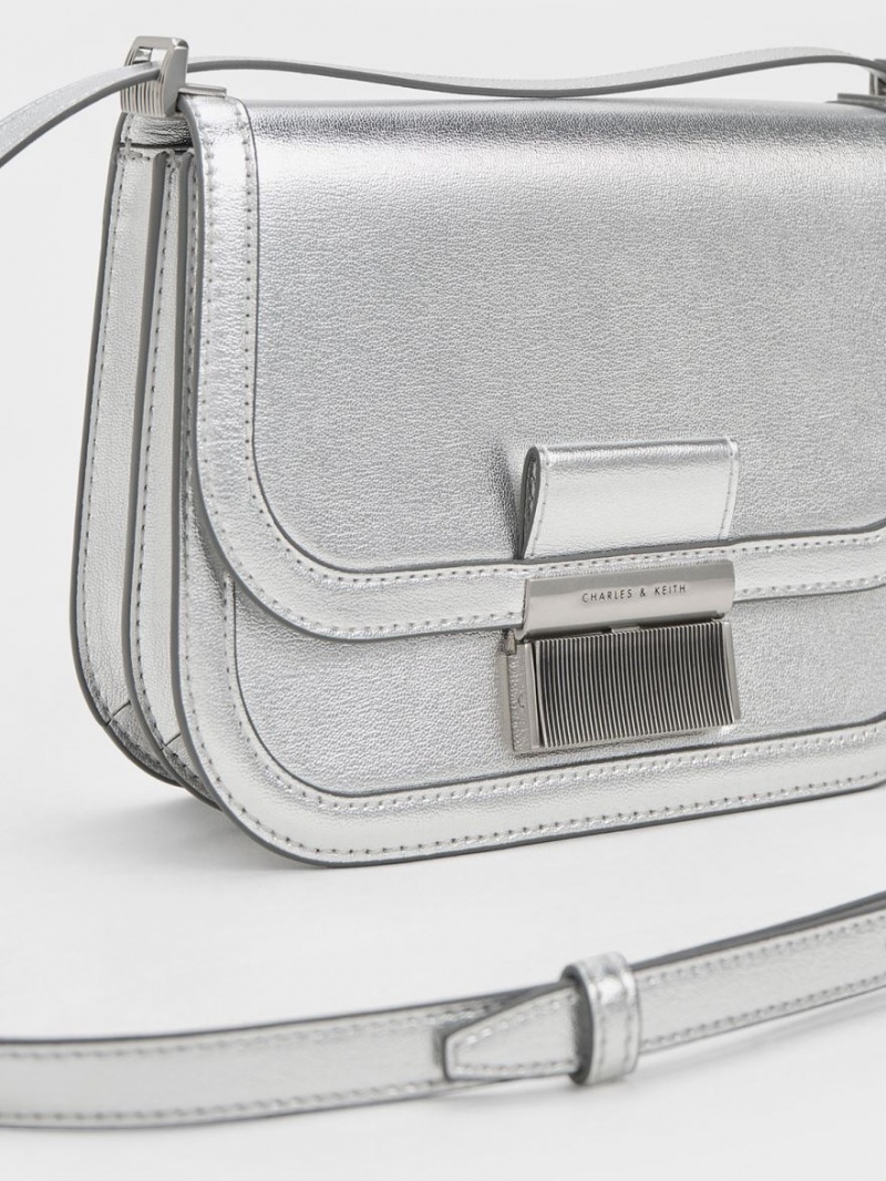 Geanta Crossbody Charles & Keith Metallic Charlot Argintii | 981NPJEQW