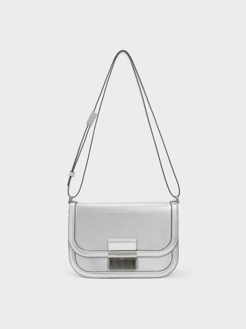 Geanta Crossbody Charles & Keith Metallic Charlot Argintii | 981NPJEQW