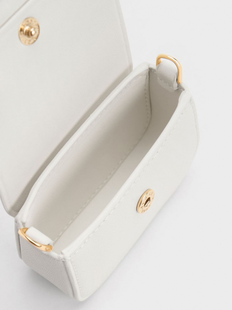 Geanta Crossbody Charles & Keith Micro Koa Albi | 802NDXVZY
