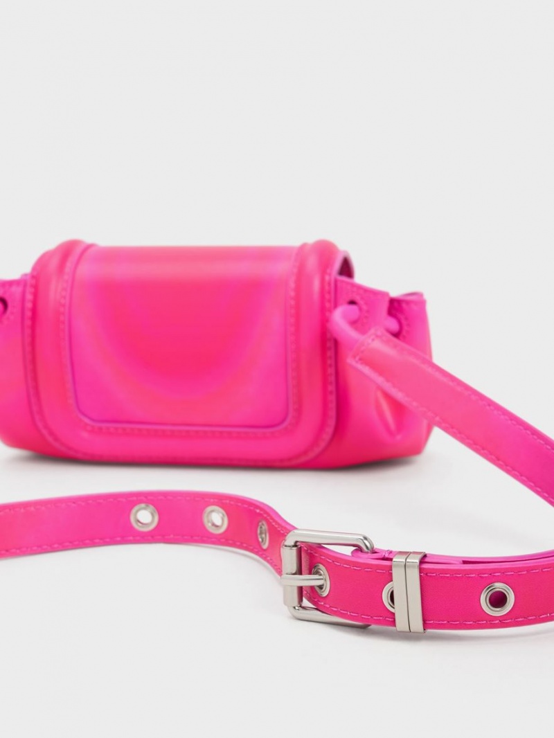 Geanta Crossbody Charles & Keith Mini Blossom Curved Flap Roz | 946IQDYOT