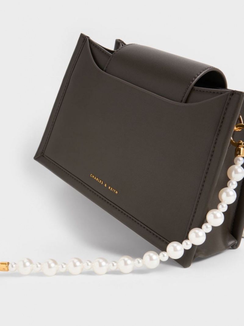 Geanta Crossbody Charles & Keith Mini Roza Beaded Handle Scarf Negrii | 325KXYOGN