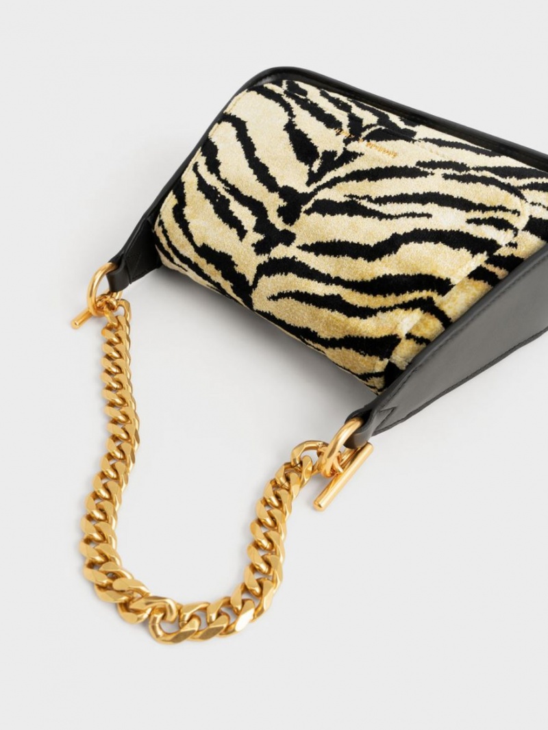 Geanta Crossbody Charles & Keith Minta Tiger Print Trapeze Colorati | 963AEYXMH
