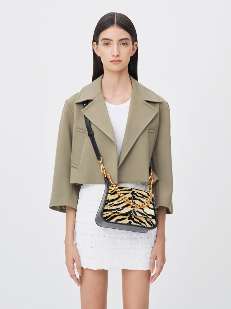 Geanta Crossbody Charles & Keith Minta Tiger Print Trapeze Colorati | 963AEYXMH