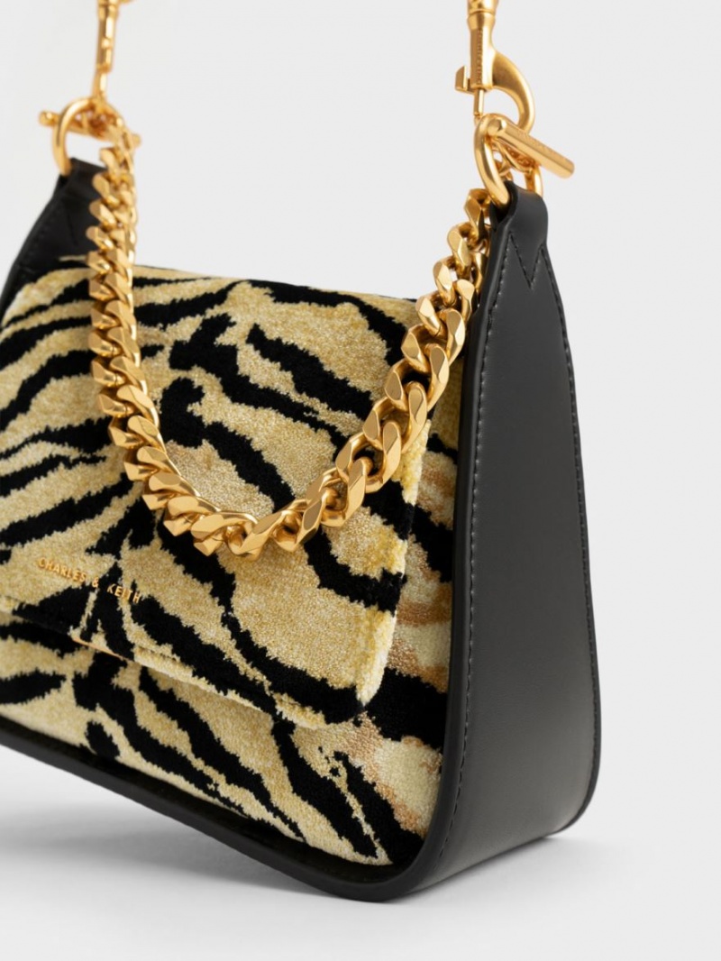 Geanta Crossbody Charles & Keith Minta Tiger Print Trapeze Colorati | 963AEYXMH