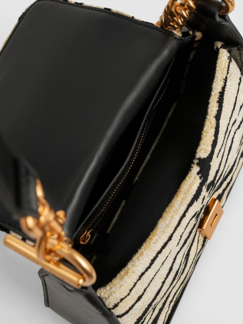 Geanta Crossbody Charles & Keith Minta Tiger Print Trapeze Colorati | 963AEYXMH