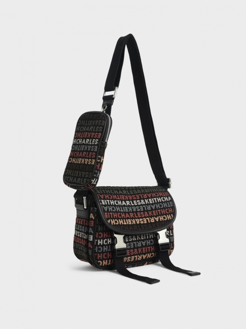 Geanta Crossbody Charles & Keith Monogram Negrii | 965JXFRGV