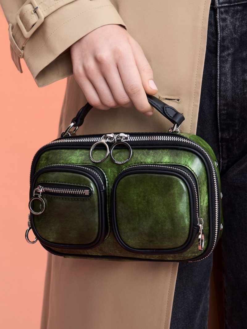 Geanta Crossbody Charles & Keith Multi-Pouch Verzi | 427GCKADI