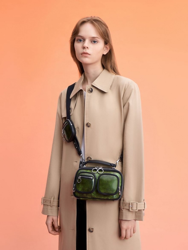 Geanta Crossbody Charles & Keith Multi-Pouch Verzi | 427GCKADI