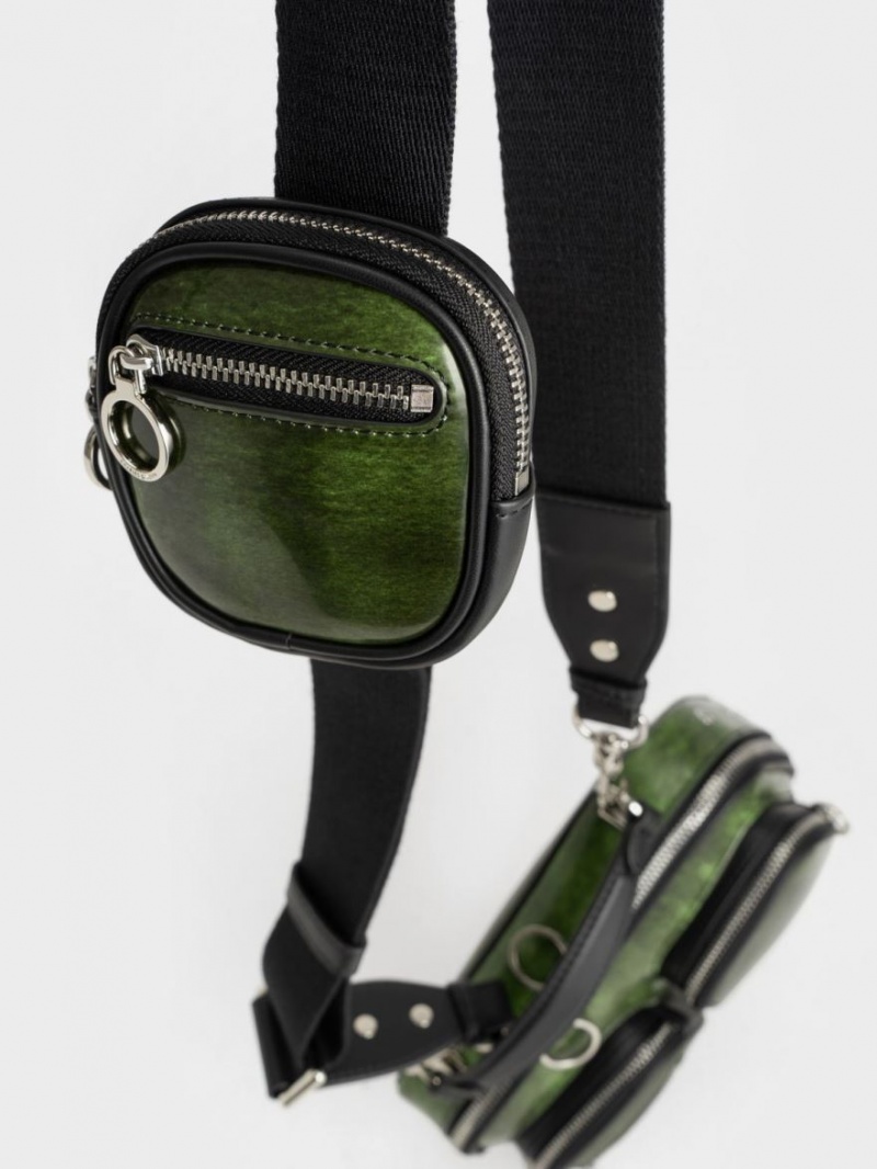 Geanta Crossbody Charles & Keith Multi-Pouch Verzi | 427GCKADI