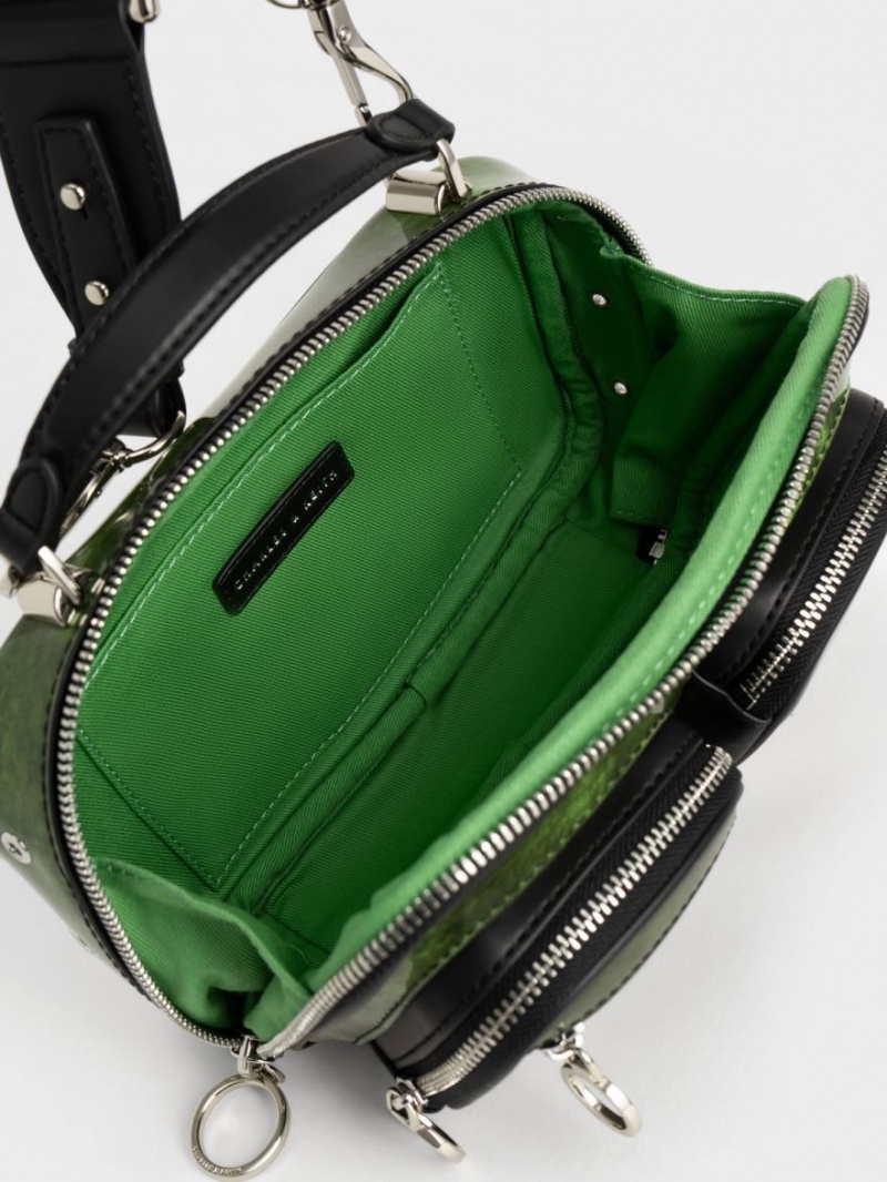 Geanta Crossbody Charles & Keith Multi-Pouch Verzi | 427GCKADI