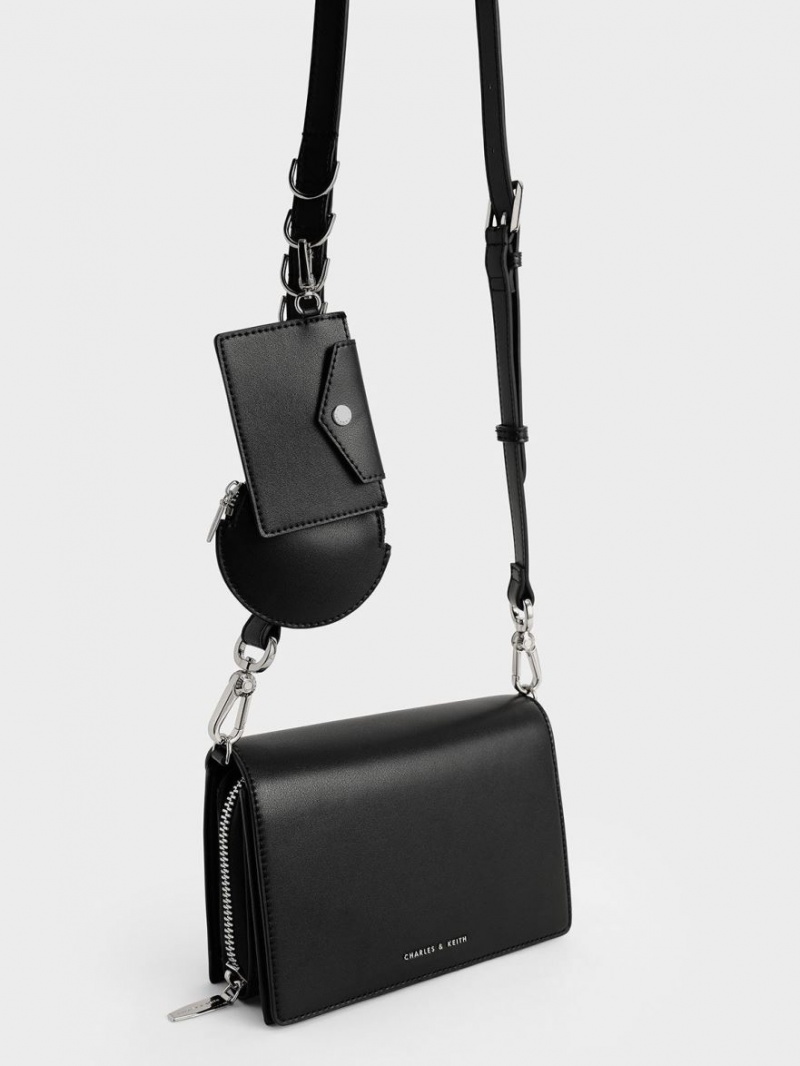 Geanta Crossbody Charles & Keith Multi-Pouch Negrii | 123TCNZMG