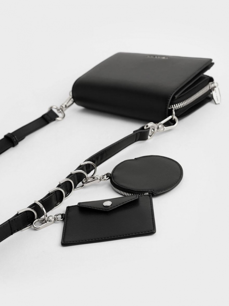 Geanta Crossbody Charles & Keith Multi-Pouch Negrii | 123TCNZMG