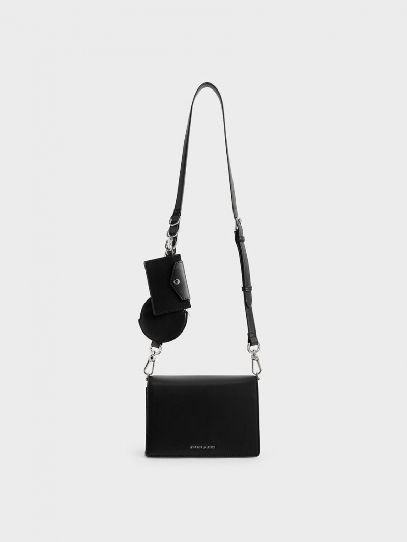 Geanta Crossbody Charles & Keith Multi-Pouch Negrii | 123TCNZMG
