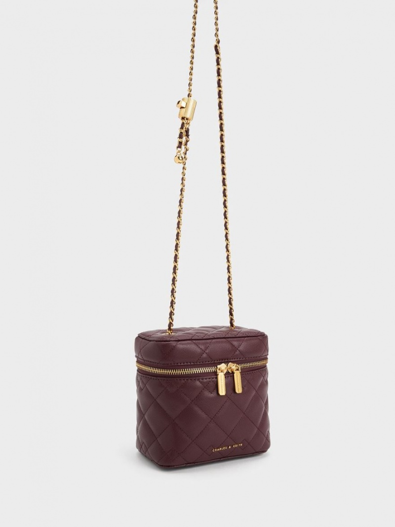 Geanta Crossbody Charles & Keith Nezu Matlasat Boxy Ciocolata Inchis | 581ANCFUJ