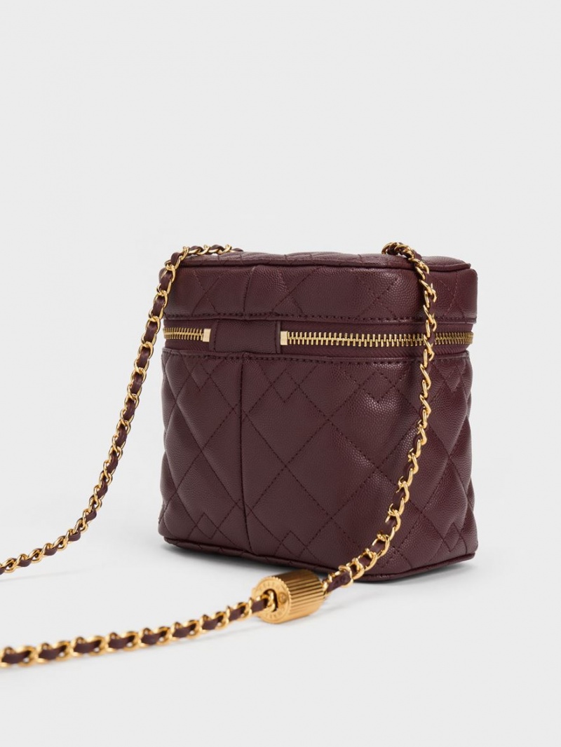 Geanta Crossbody Charles & Keith Nezu Matlasat Boxy Ciocolata Inchis | 581ANCFUJ