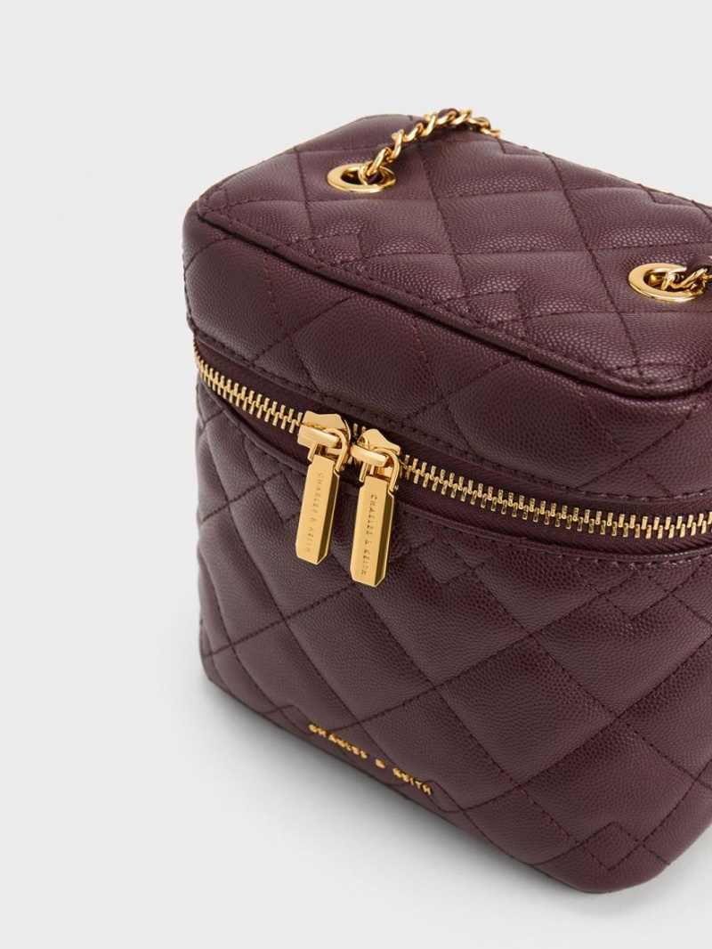 Geanta Crossbody Charles & Keith Nezu Matlasat Boxy Ciocolata Inchis | 581ANCFUJ
