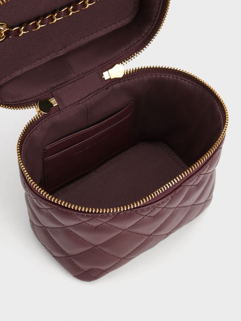 Geanta Crossbody Charles & Keith Nezu Matlasat Boxy Ciocolata Inchis | 581ANCFUJ