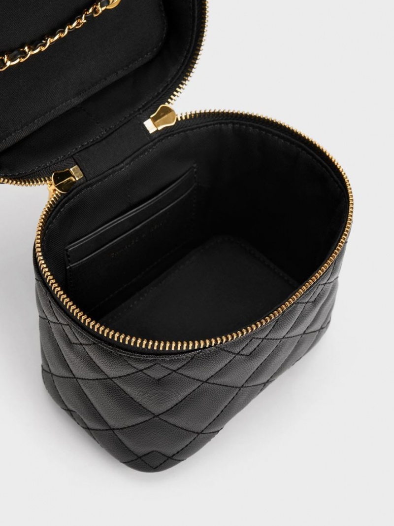 Geanta Crossbody Charles & Keith Nezu Matlasat Boxy Negrii | 756KZGITO