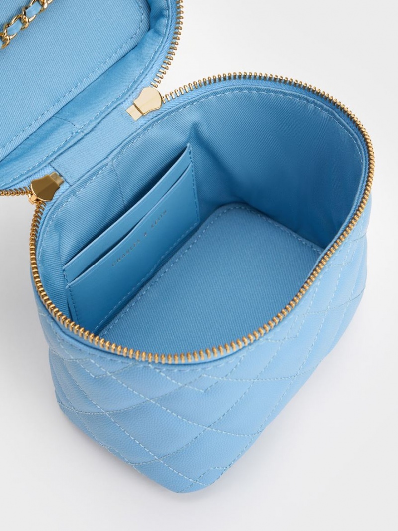 Geanta Crossbody Charles & Keith Nezu Matlasat Boxy Albastri Deschis | 350KDOHBA