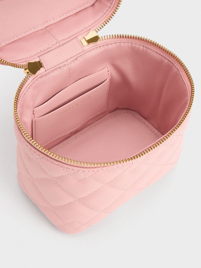 Geanta Crossbody Charles & Keith Nezu Matlasat Boxy Roz Deschis | 916NQMIXH