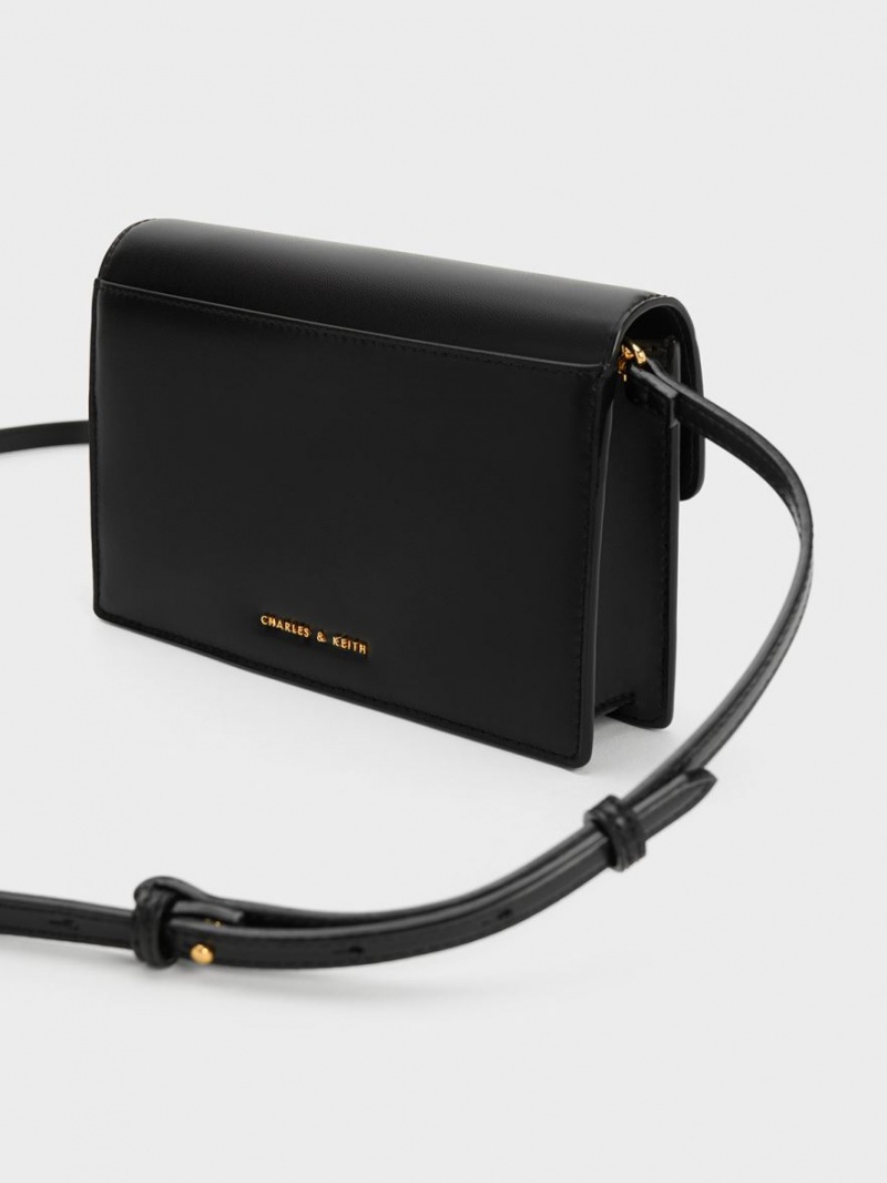 Geanta Crossbody Charles & Keith Padlock Envelope Negrii | 340THXYKD