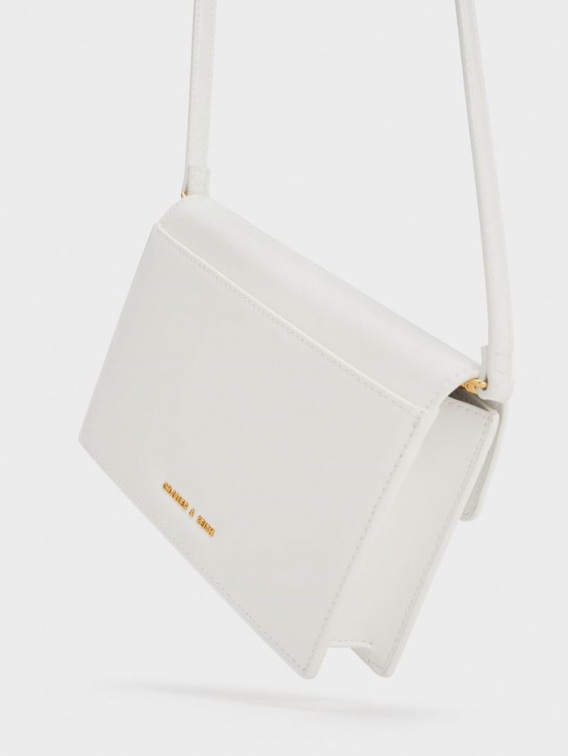 Geanta Crossbody Charles & Keith Padlock Envelope Albi | 947HVJQIO
