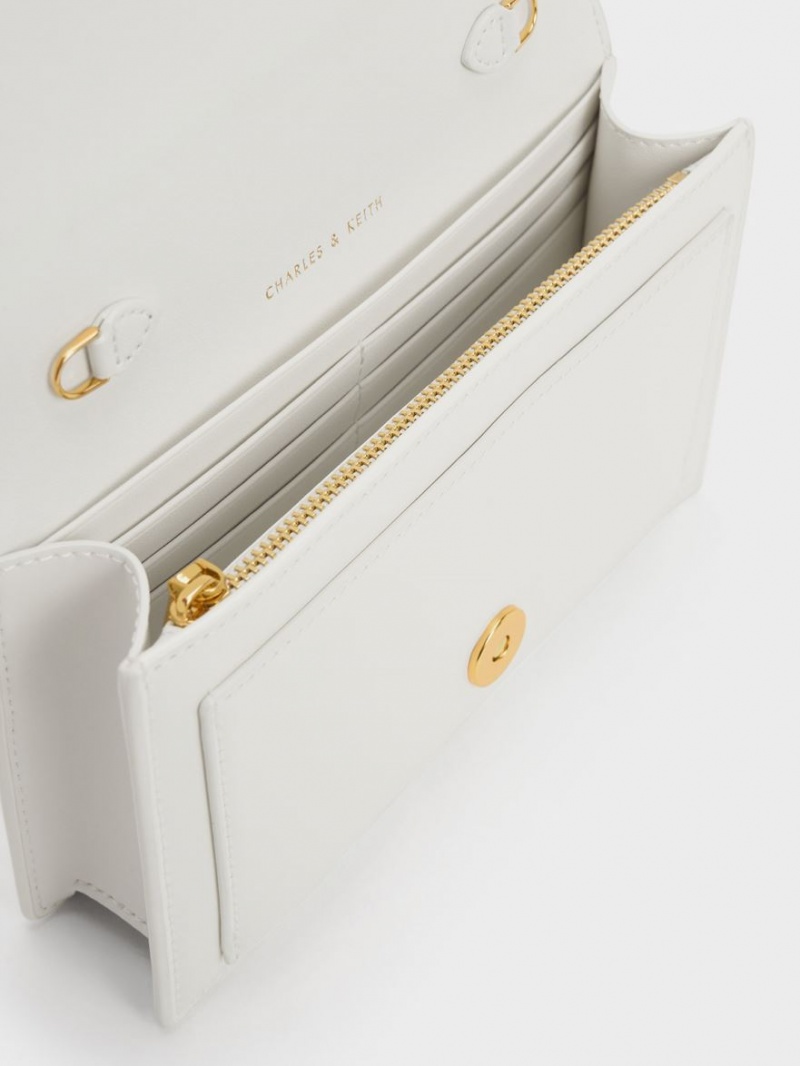 Geanta Crossbody Charles & Keith Padlock Envelope Albi | 947HVJQIO